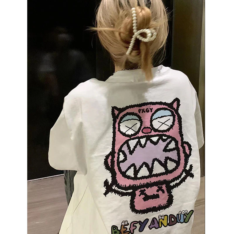 美式复古休闲纯棉短袖t恤女夏季设计感小众潮牌oversize半袖上衣