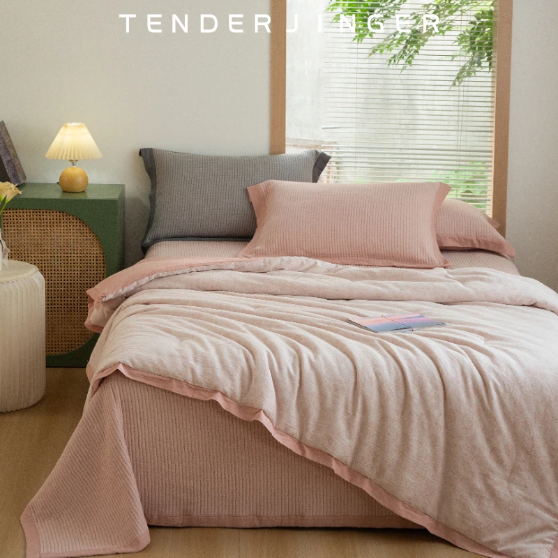 Tender Jinger｜居家生活 纯棉色织双层纱提花懒人四季被