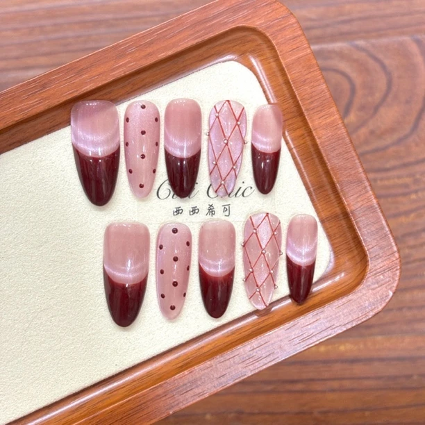 气场全开（2号）格纹美甲穿戴甲小众穿戴式