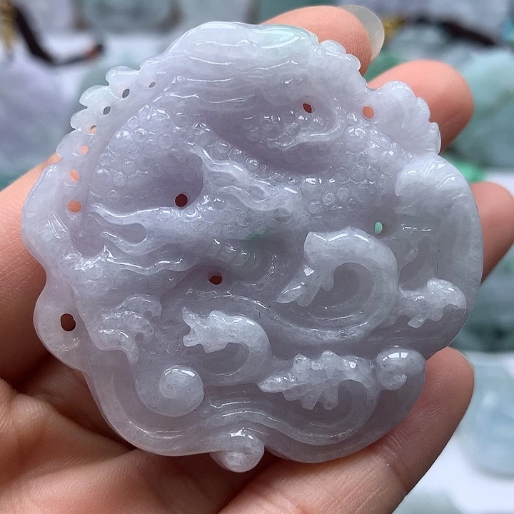 翡翠未镶嵌颈饰龙行天下两面工艺福利