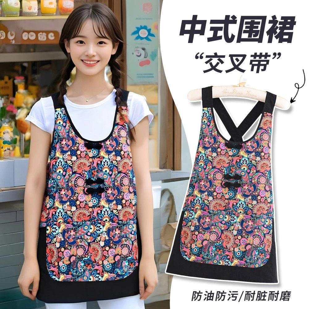 舒适围腰防油耐穿围裙厨房做饭家用罩衣餐饮干活上班工作服可外J