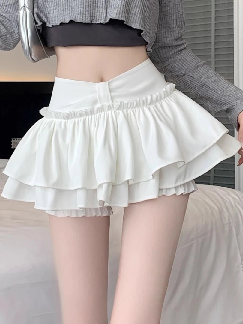 防走光白色半身裙女夏季2025新款韩系辣妹时尚高腰显瘦A 字短裙潮