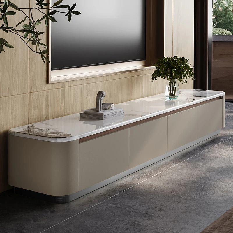 岩板电视柜茶几组合2025新款广东佛山小户型家用落地轻奢高级感