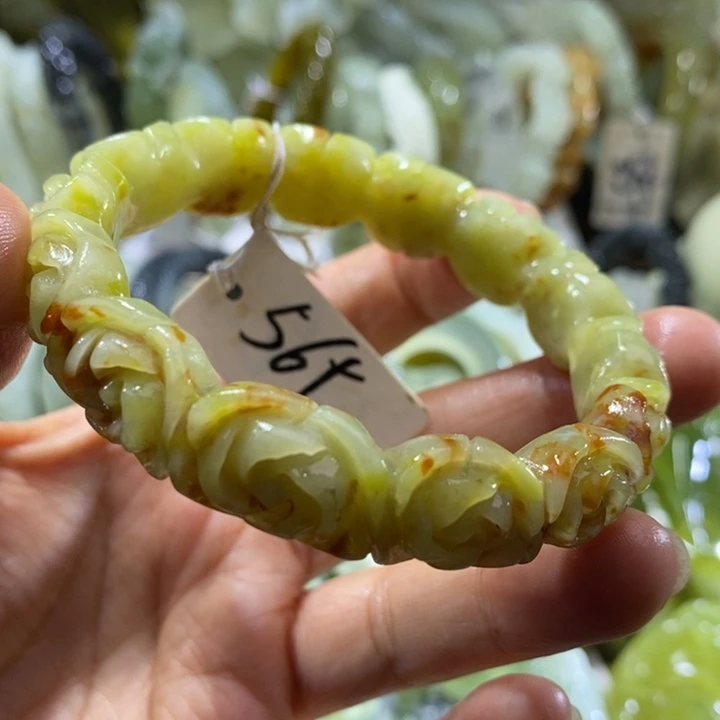 岫玉未镶嵌岫玉手镯56.57