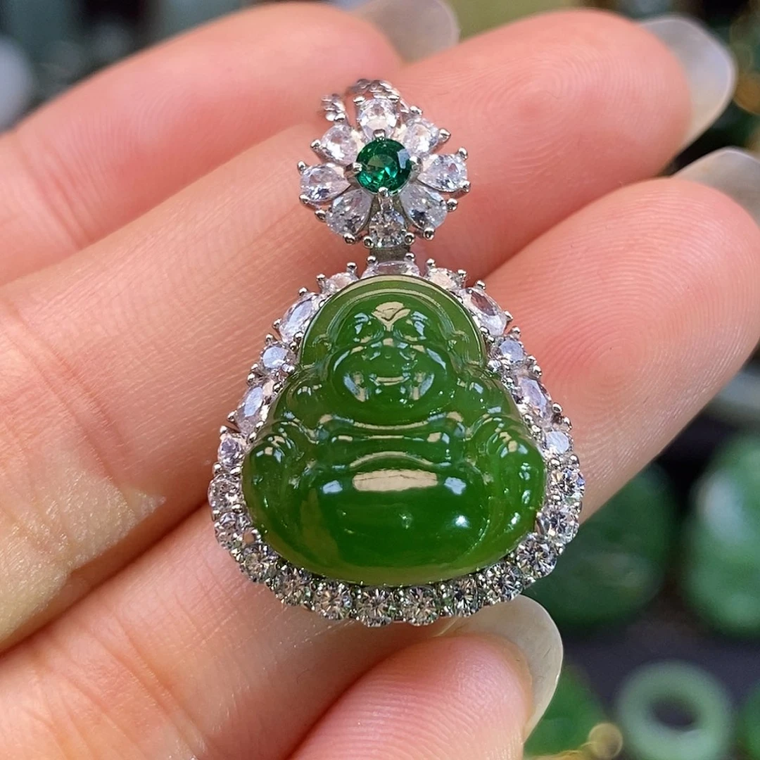 和田玉银S925镶嵌颈饰