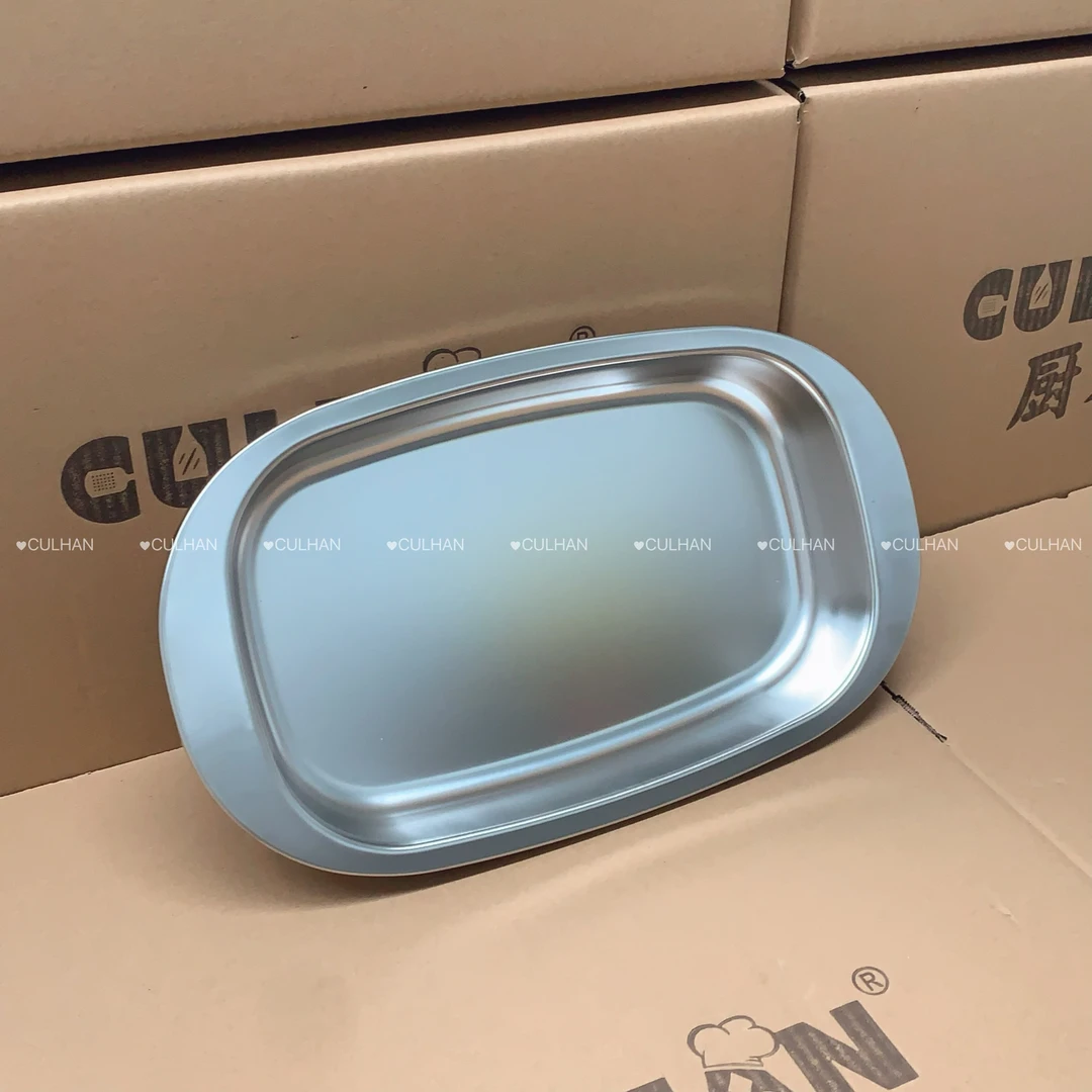 【易端拿防烫手】加厚不锈钢烤鱼盘蒸盘涮烤肉盘鱼盘烧烤家用商用