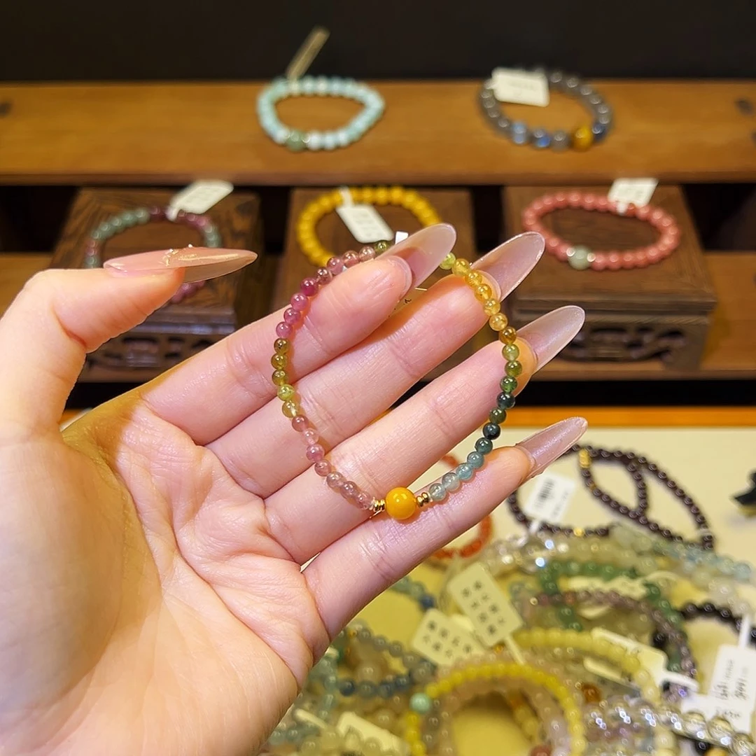 水晶手链银S925镶嵌碧玺1341