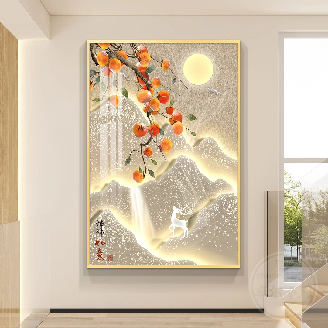 轻奢单幅入户进门玄关装饰画楼梯走廊过道挂画壁画简约现代高级感