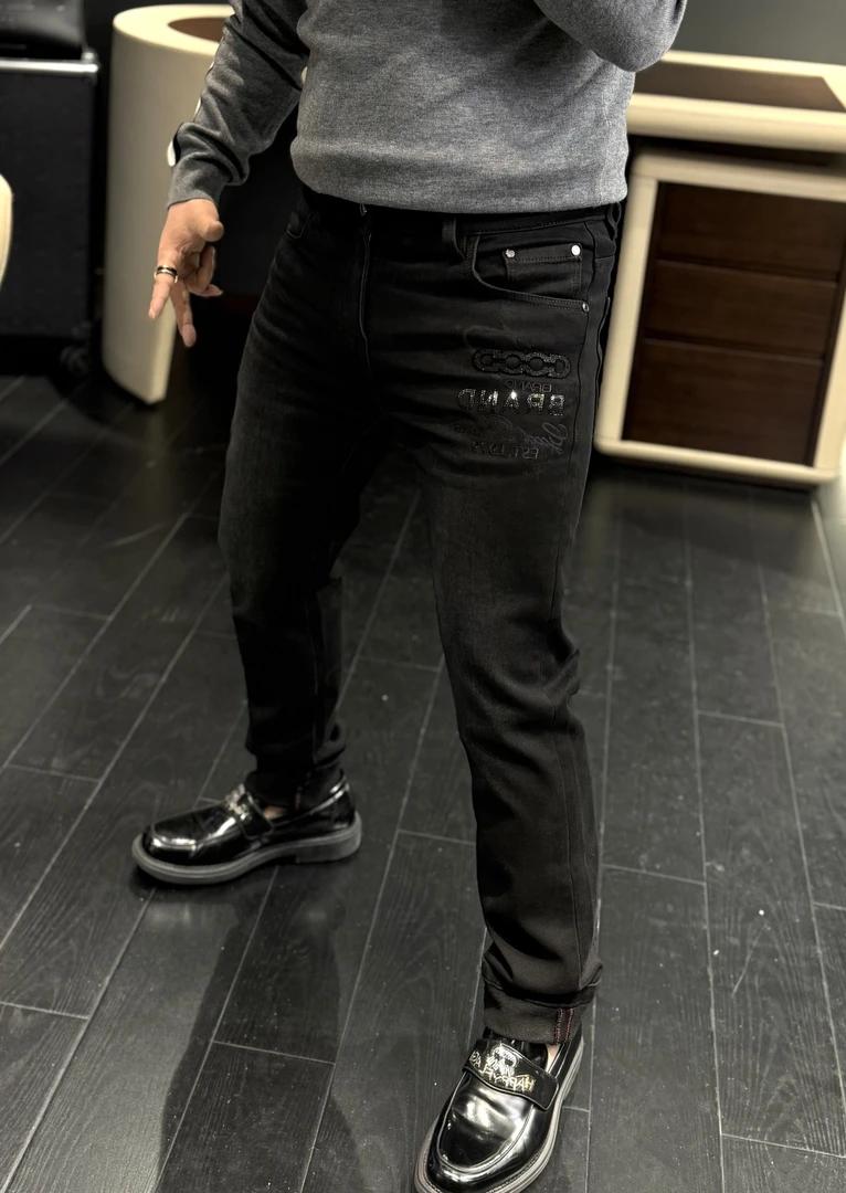 【马哥严选】秋冬小脚裤加绒磨毛百搭休闲男士磨毛直筒牛仔裤裤子