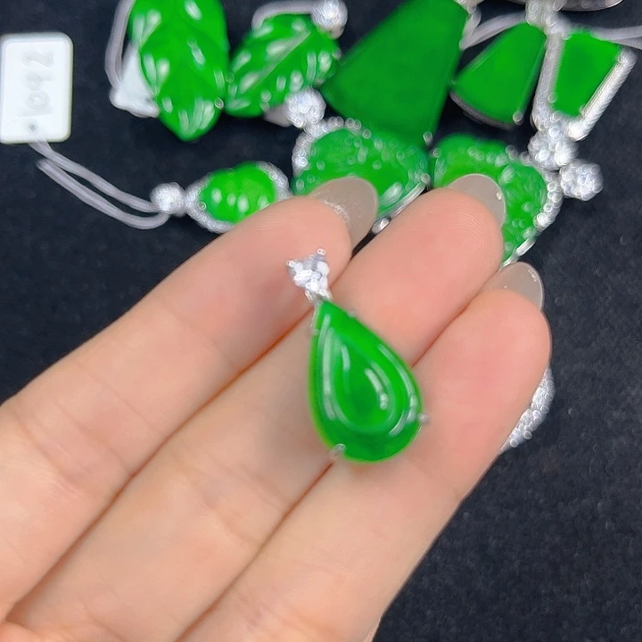 翡翠银S925镶嵌吊坠(不含链)