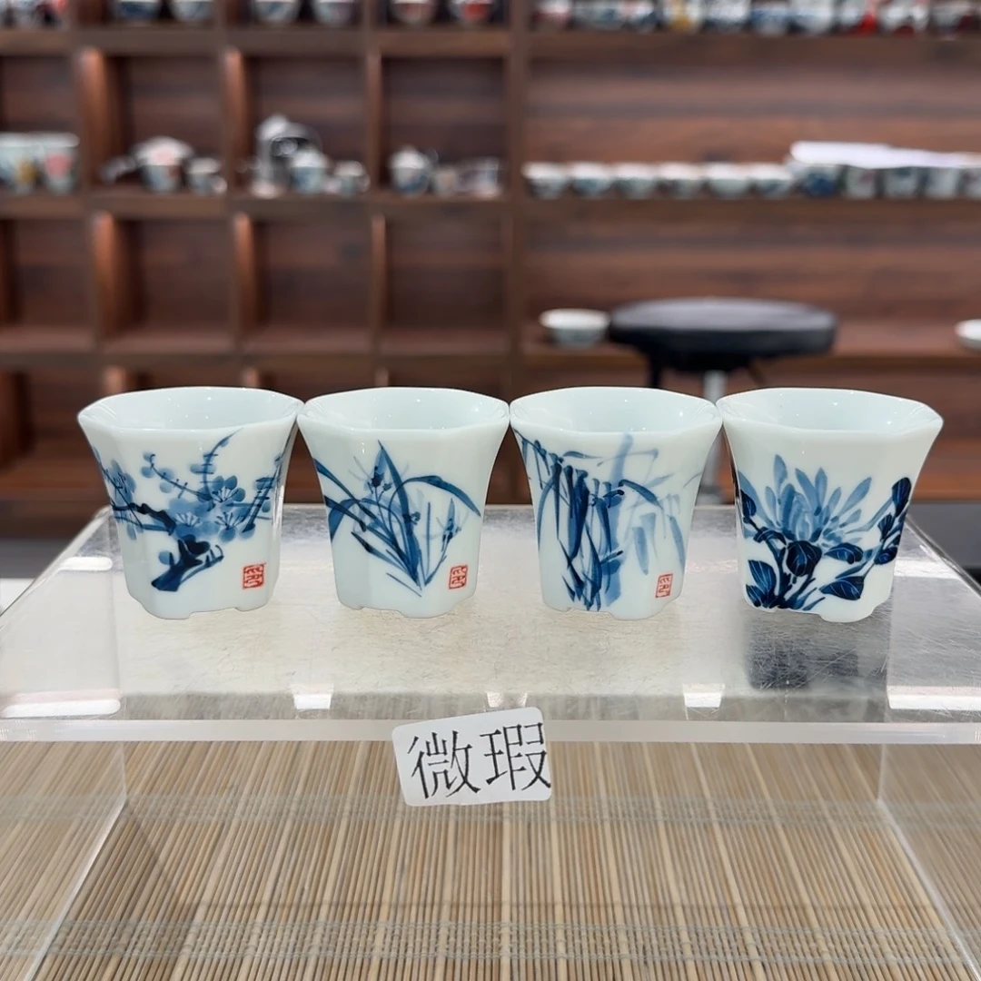 釉下手绘茶具微瑕
