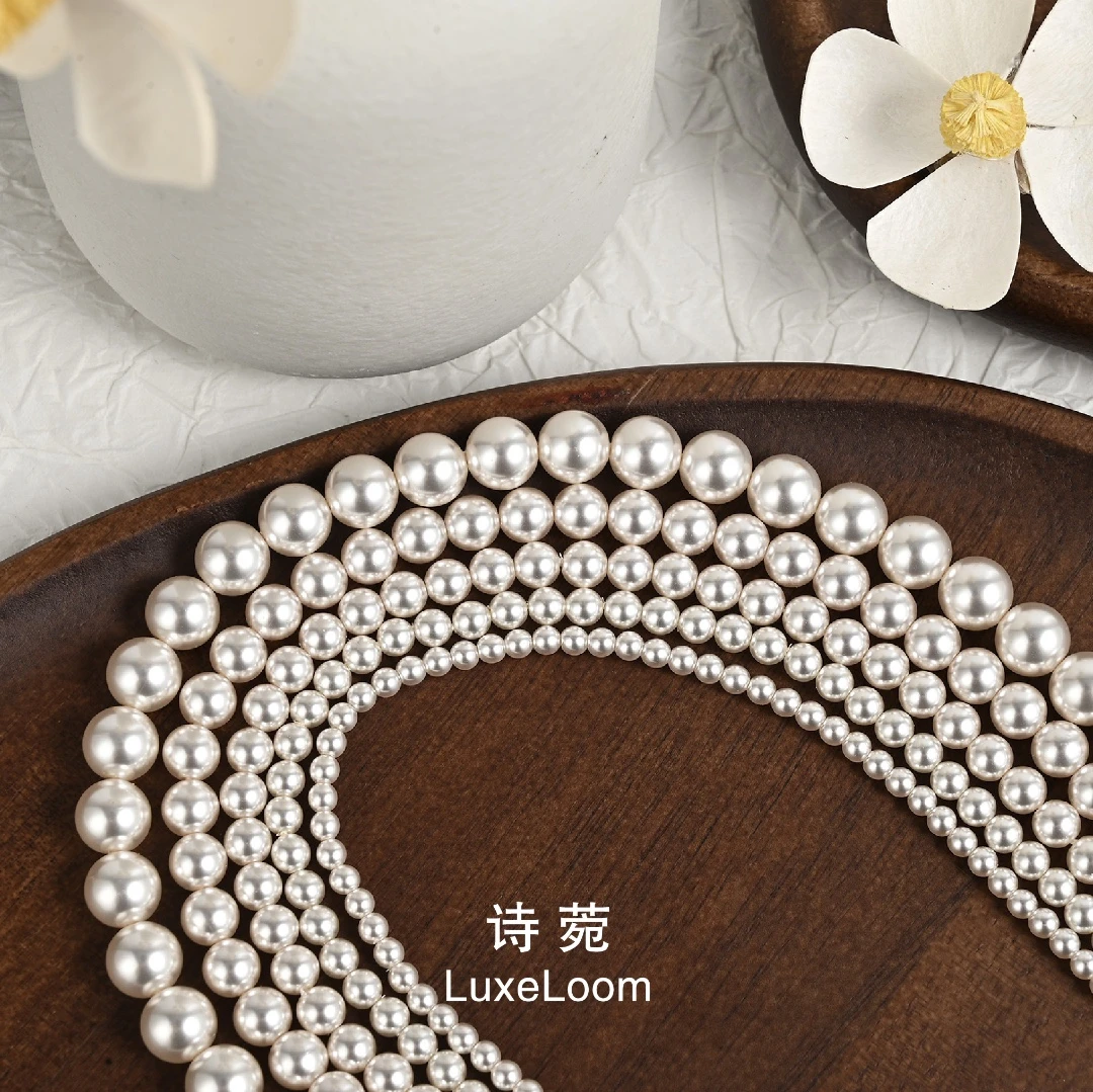 LuxeLoom/诗菀 钛钢仿珍珠项链 【流光白珠项链】优雅经典A0157套装