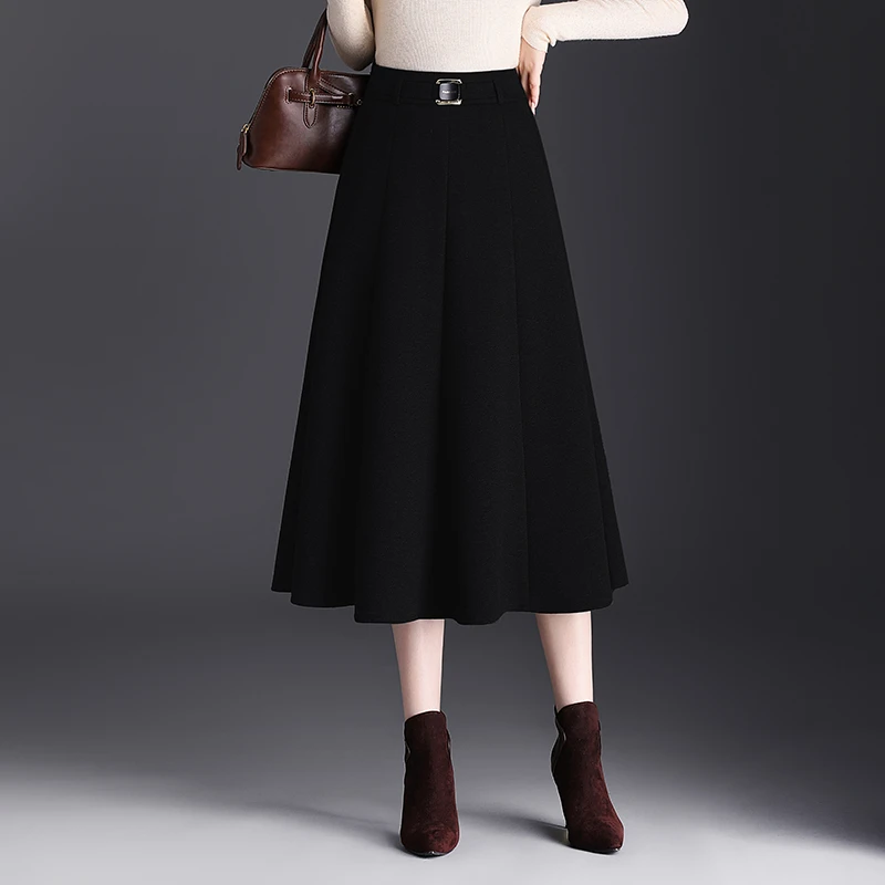 a字裙半身裙女秋2025新款高腰显瘦遮胯中长款百褶气质伞裙