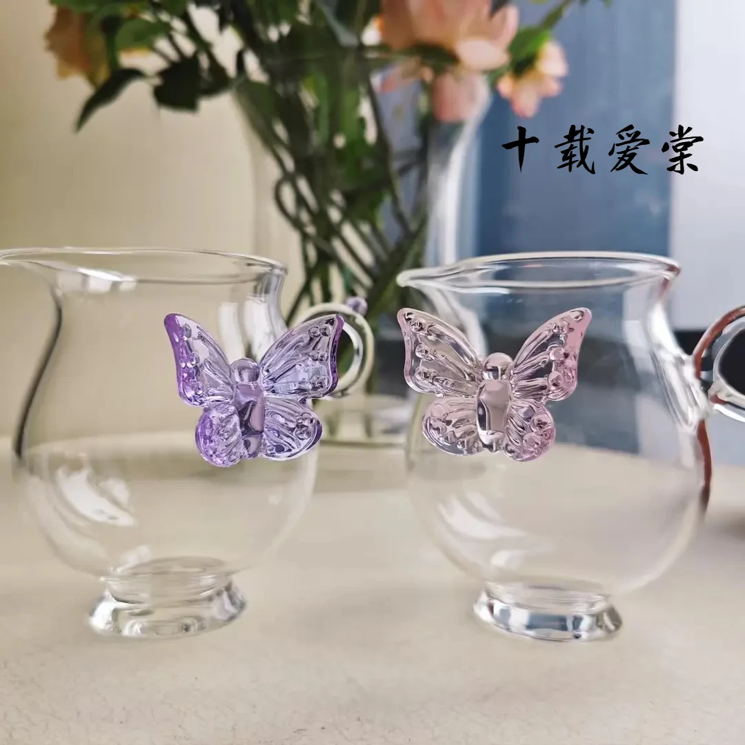 十载爱棠高硼硅玻璃蝴蝶公道杯精致主人杯耐热玻璃杯个人杯小容量