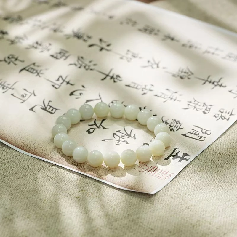 新疆和田玉 老坑熟糯白卡10-9手串多样性发一件 鑫浩矿业