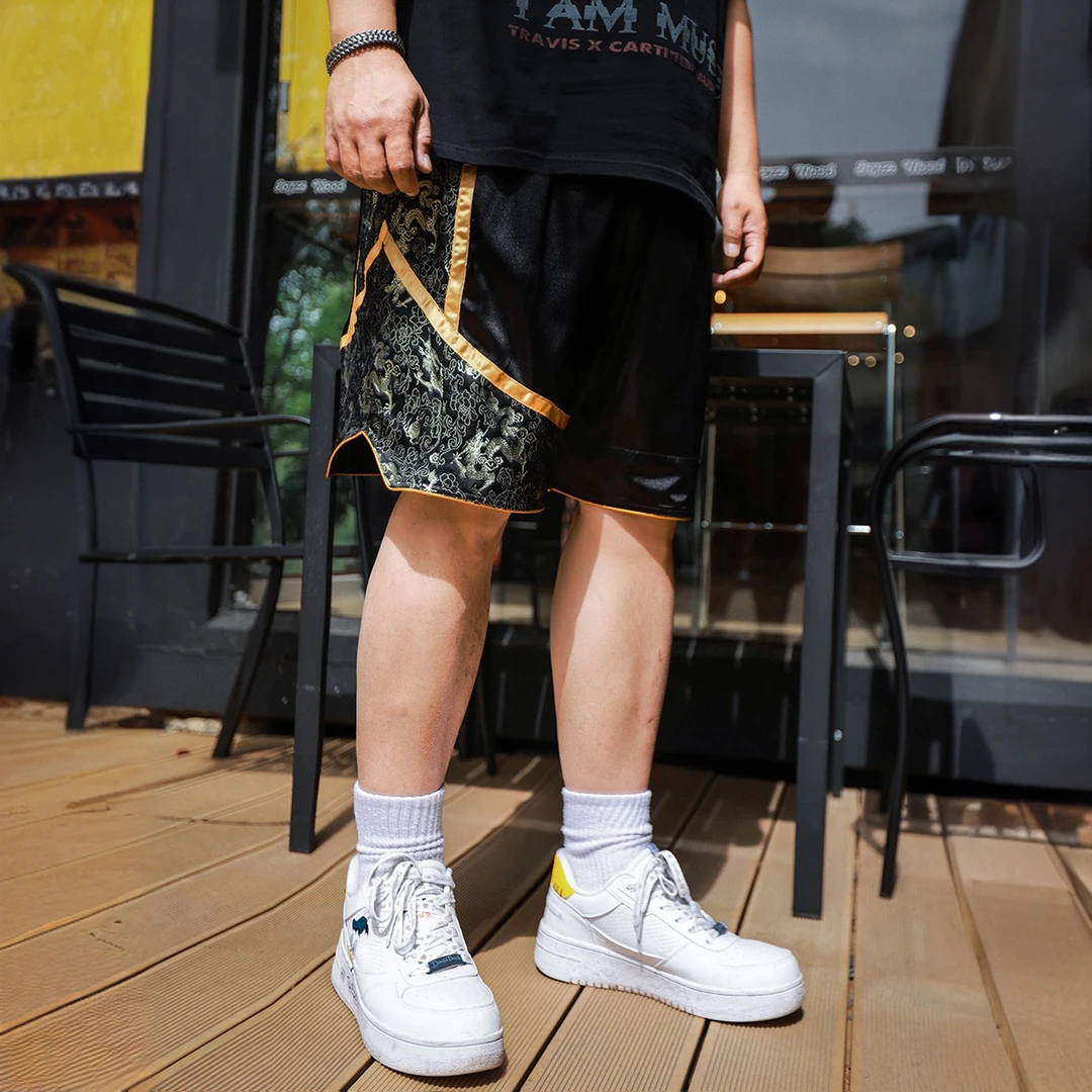 徐天霸大码男装2025美式品质刺绣运动短裤宽松拳击跑步胖子五分裤