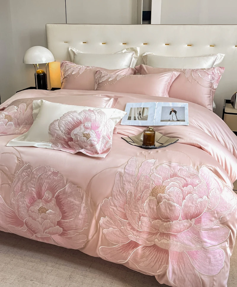 轻奢绣花全棉四件套纯棉被套床单床上用品轻奢高级感---礼盒包装
