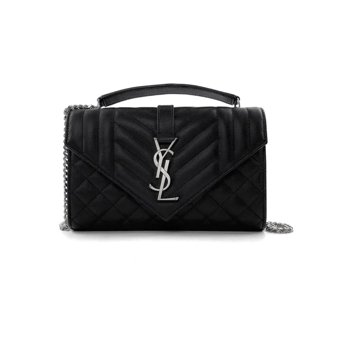 未使用 YSL/圣罗兰 ENVELOP黑银新款鱼子酱信封单肩包