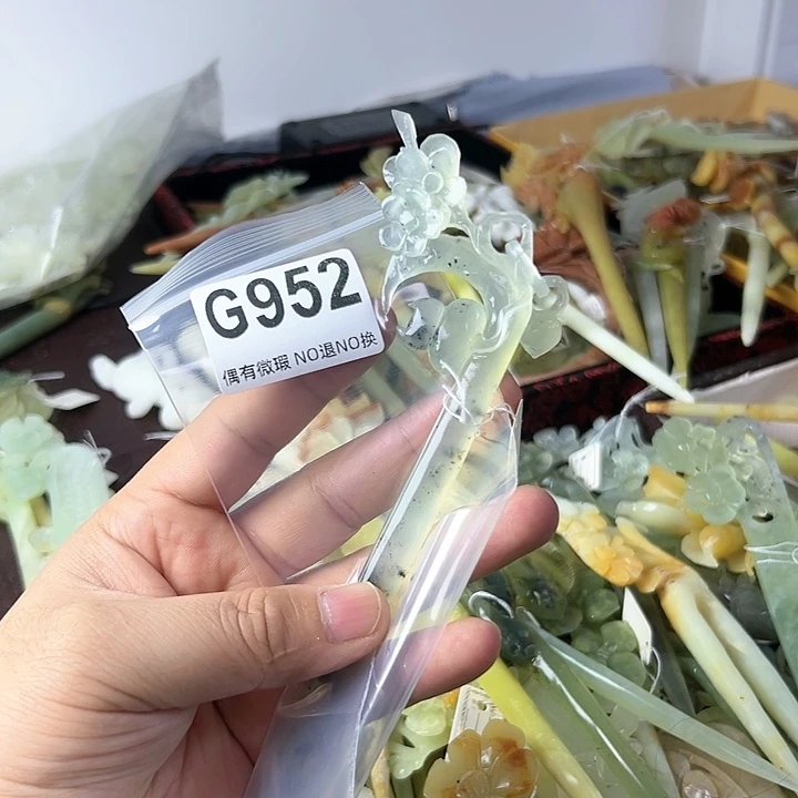 蛇纹石玉发饰合金麦***仙