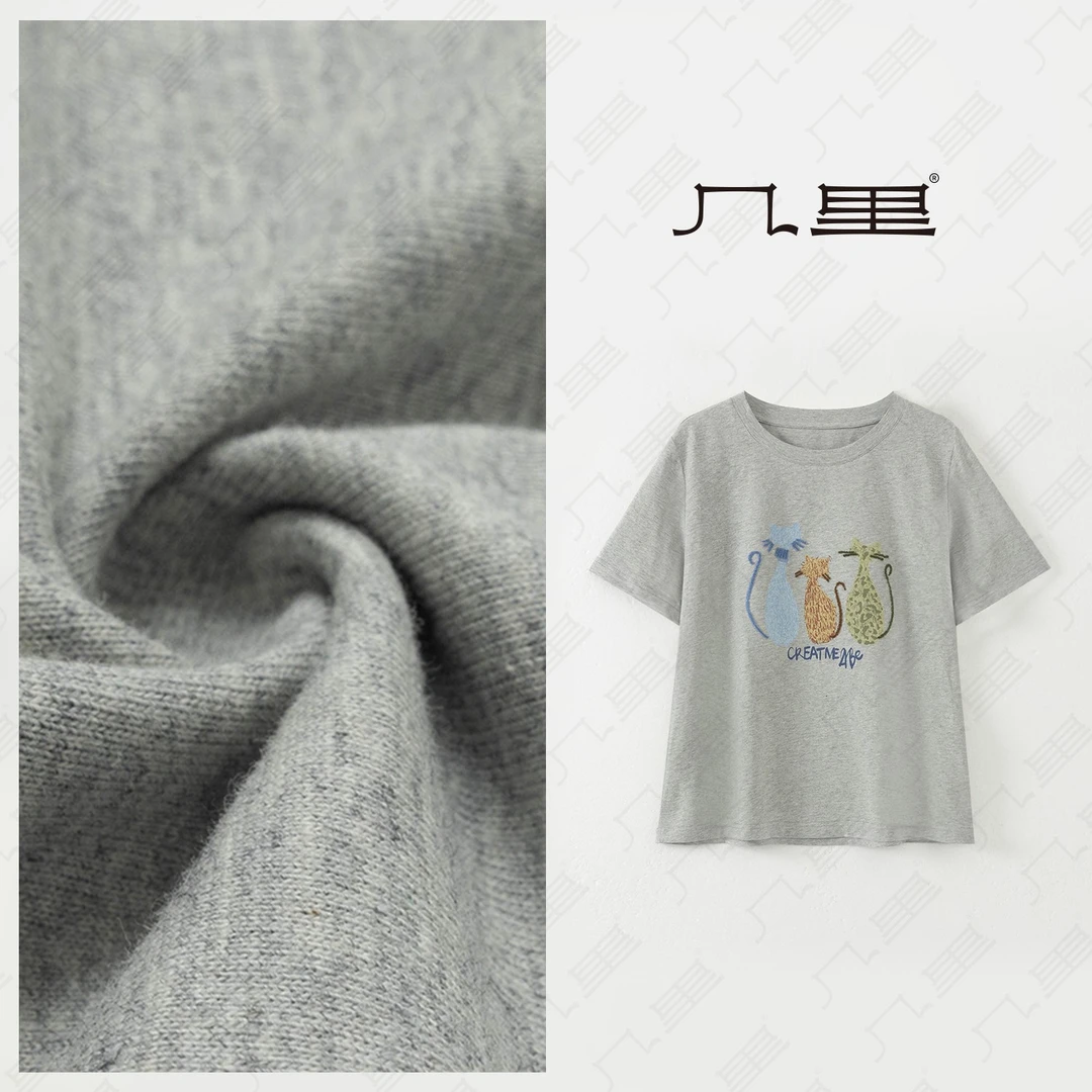 几里与麻 可爱猫咪印花短袖T恤 衣长56 胸围102 2053159