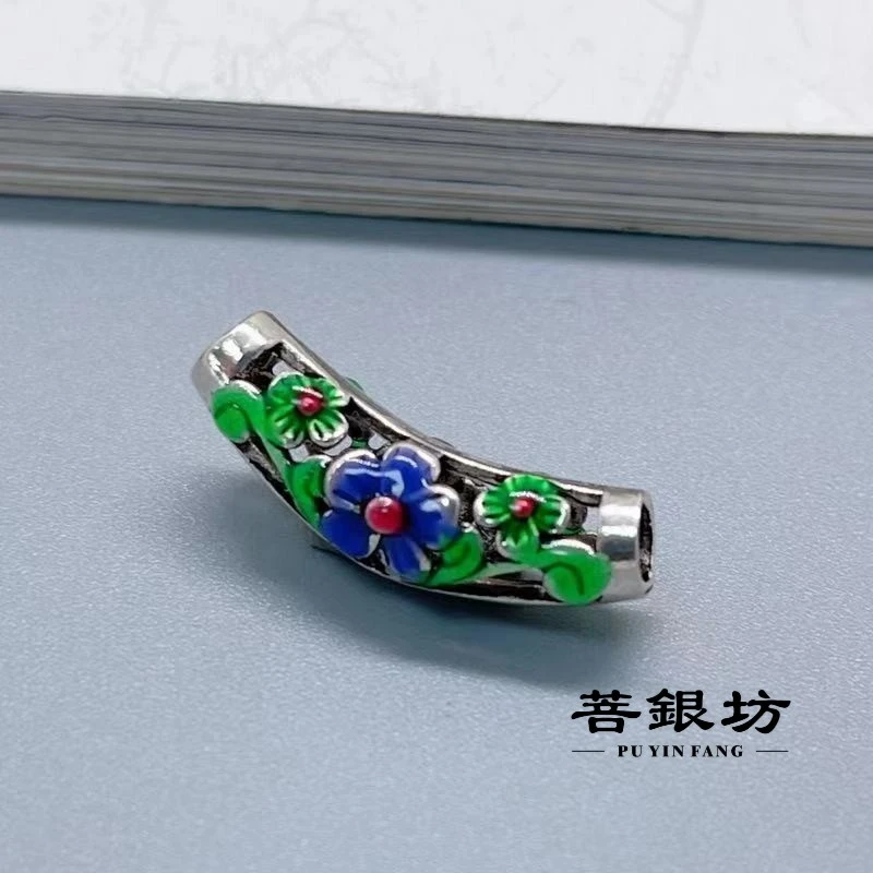 烧蓝弯管吊坠 彩色 镂空