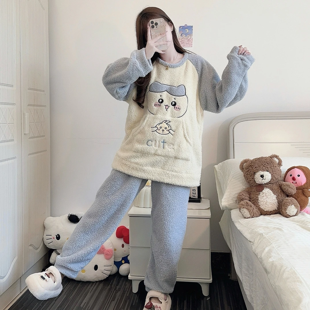 【软绵绵】半边绒睡衣女冬季2025新款可爱网红风秋冬天家居服套装