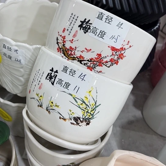 多肉绿植陶瓷花盆9.9包邮，有孔