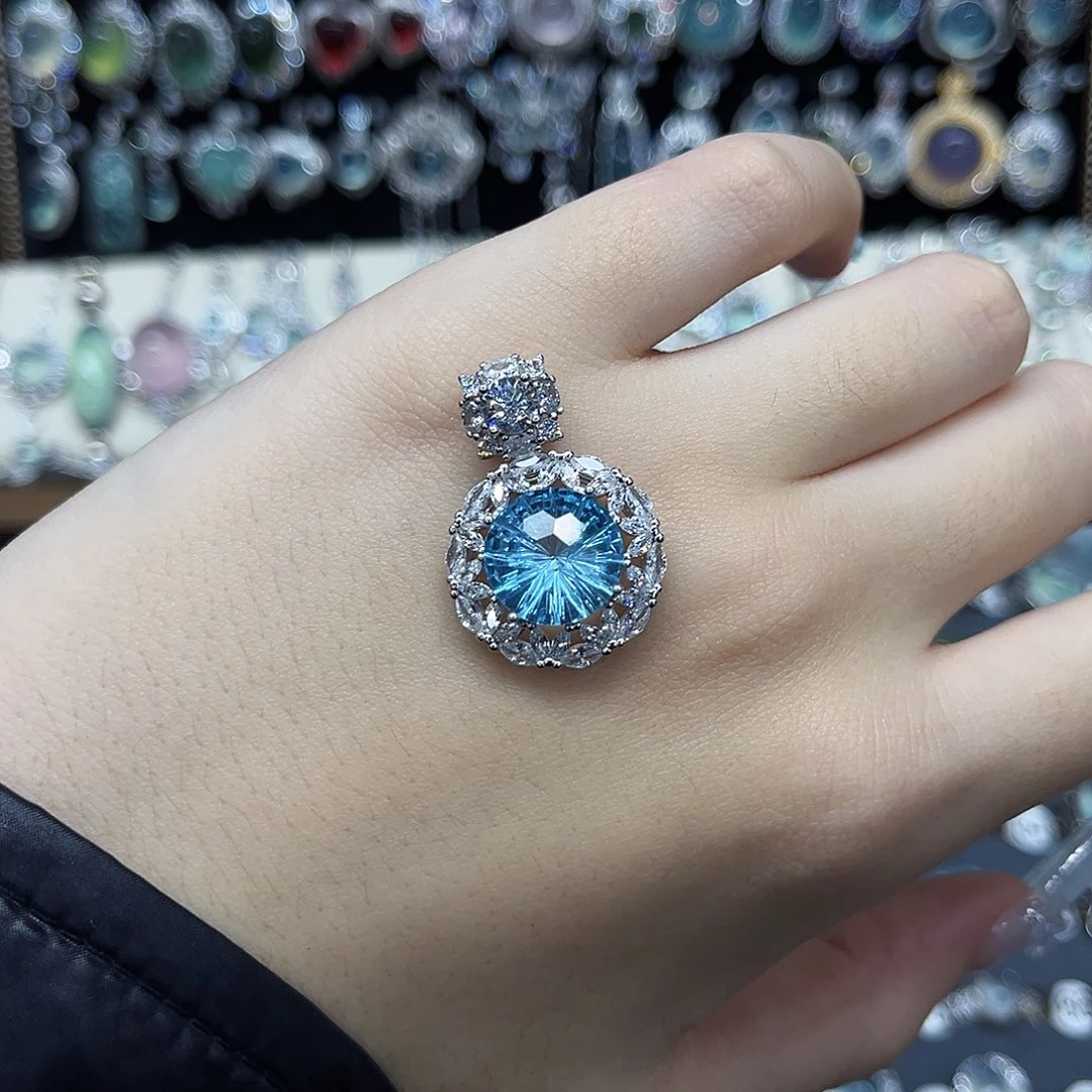 ウ***i银S925镶嵌托帕石吊坠(不含链)