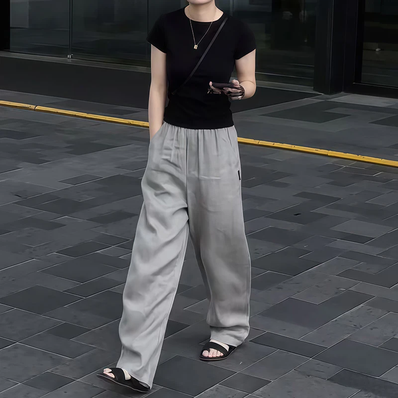 休闲显瘦垂坠感裤子2025新款简约通勤时尚女装百搭流行休闲裤子潮