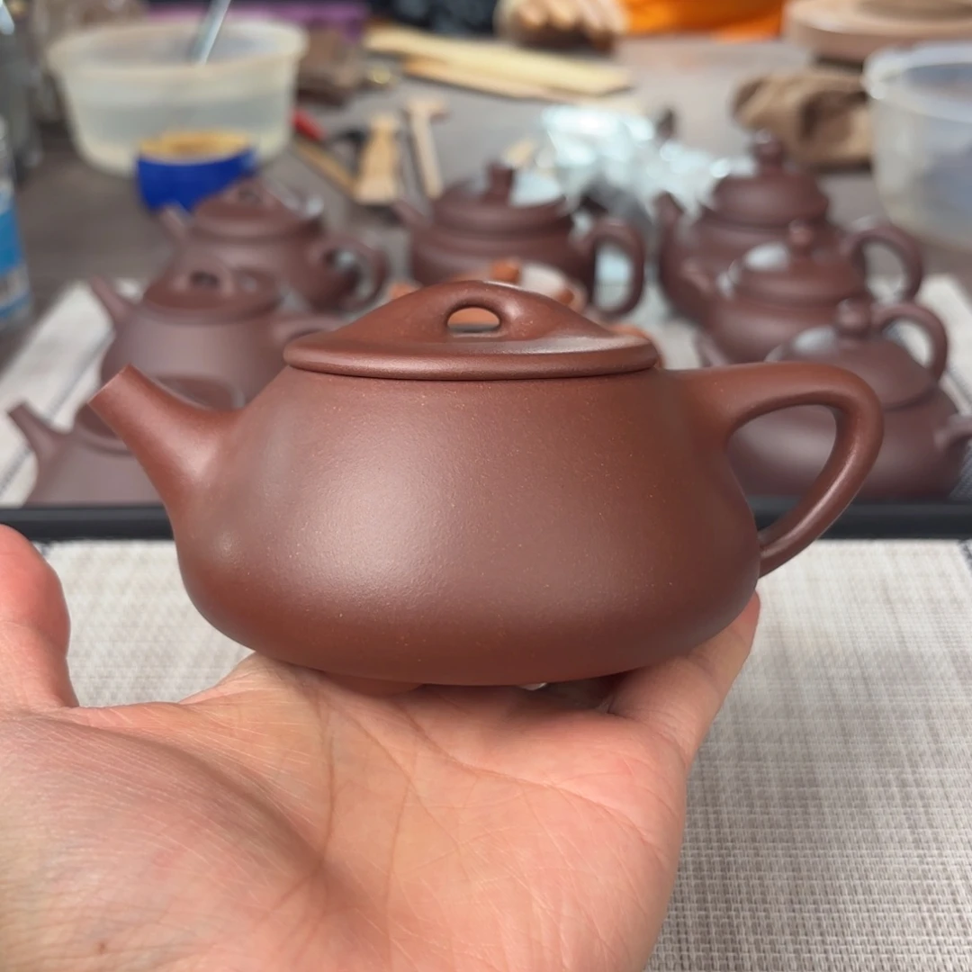 紫砂茶壶瑕疵半手工紫泥景舟石瓢280cc