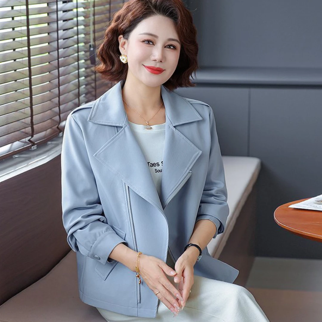 小个子妈妈减龄短款洋气春秋季风衣夹克上衣女