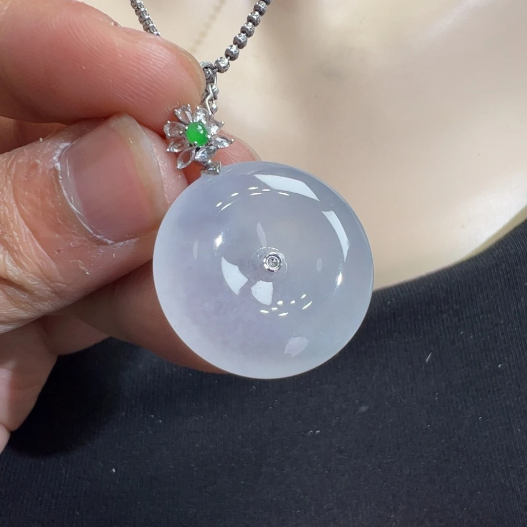 翡翠吊坠(不含链)18K金镶嵌