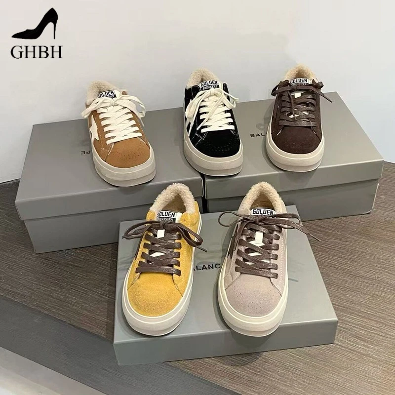 牛皮舒适鞋子女冬季新款平底学生百搭休闲鞋板鞋加绒保暖棉鞋