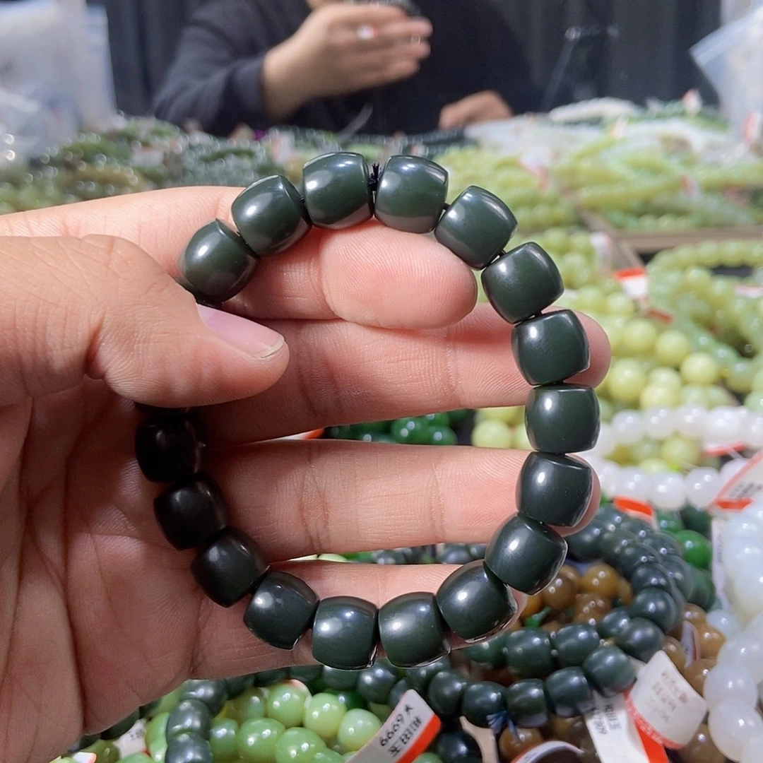 和田玉未镶嵌手串天然卡12且末料沙枣青多样性拍一发一