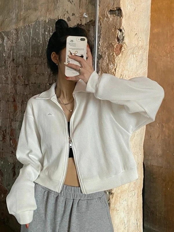 7080 GZ247拉链运动卫衣外套女装春秋百搭开衫2025年新款短款上衣