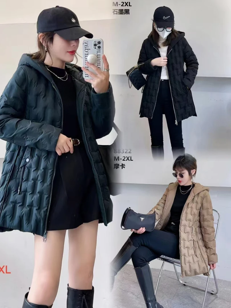 【反季清仓】女款菱格外贸原单中长款时尚百搭羽绒服爆款外套