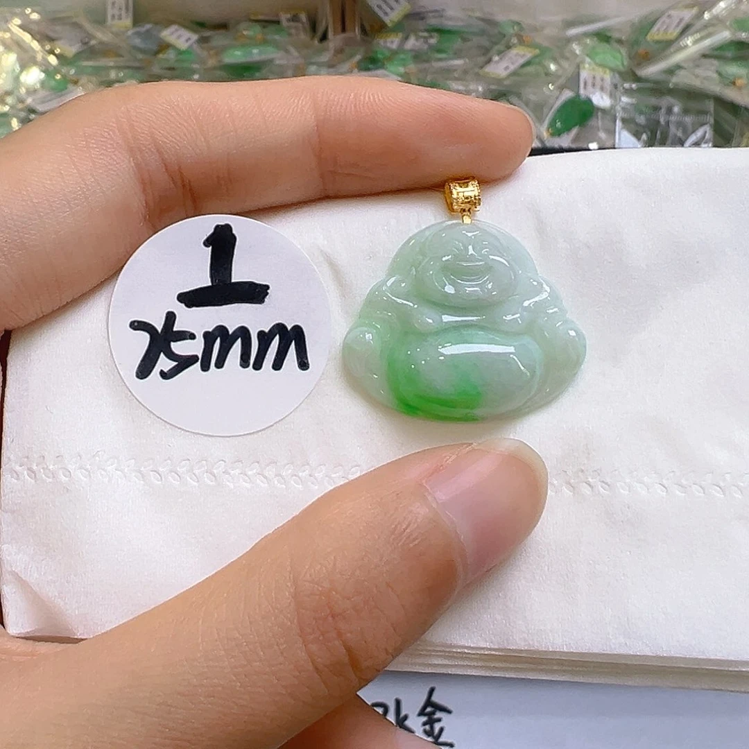 翡翠18K金镶嵌吊坠(不含链)翡翠