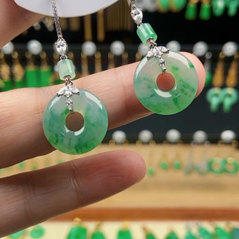 【闪购商品】翡翠耳饰18K金镶嵌耳饰