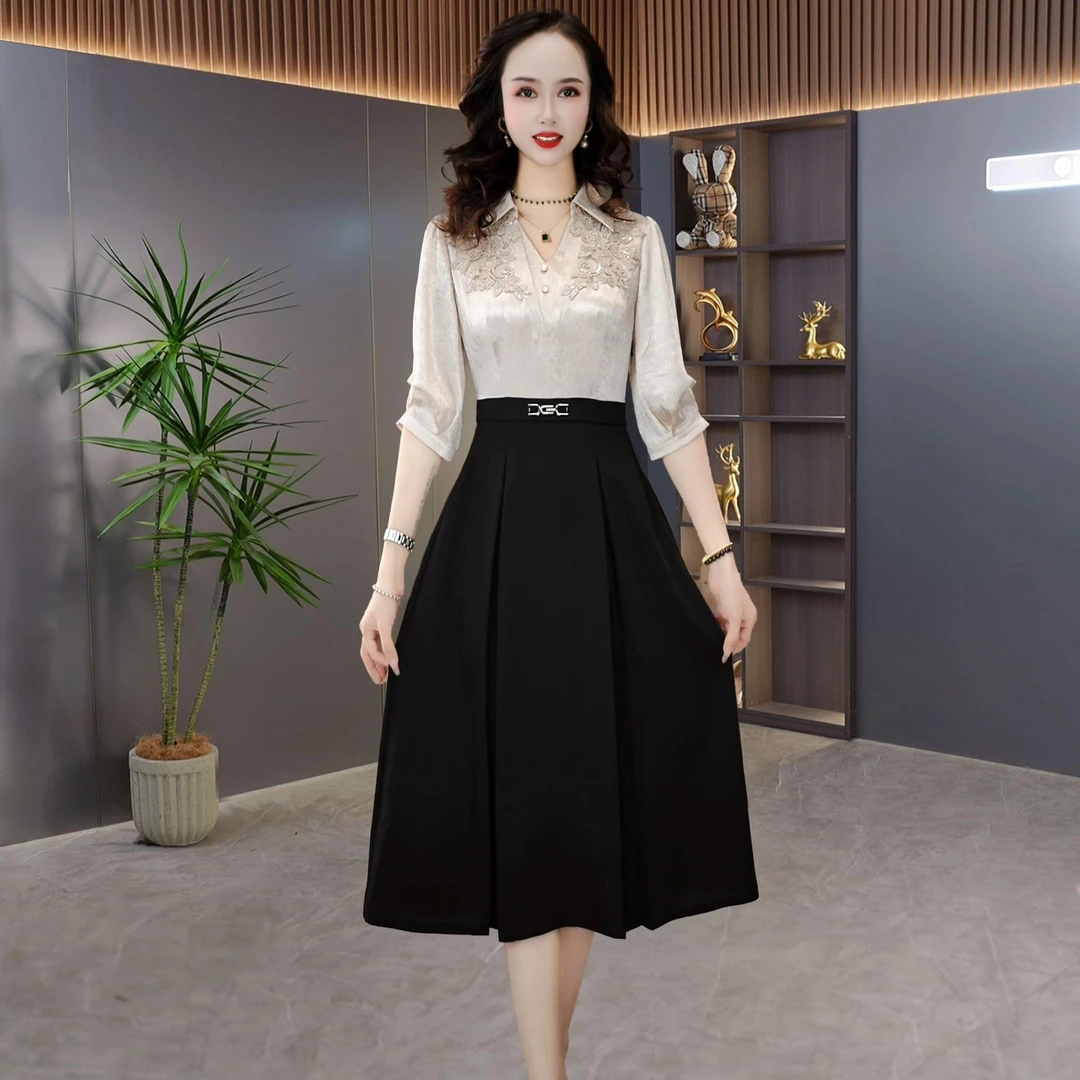 启幕女装2025新款气质名媛时尚洋气女神法式收腰连衣裙M-4XL