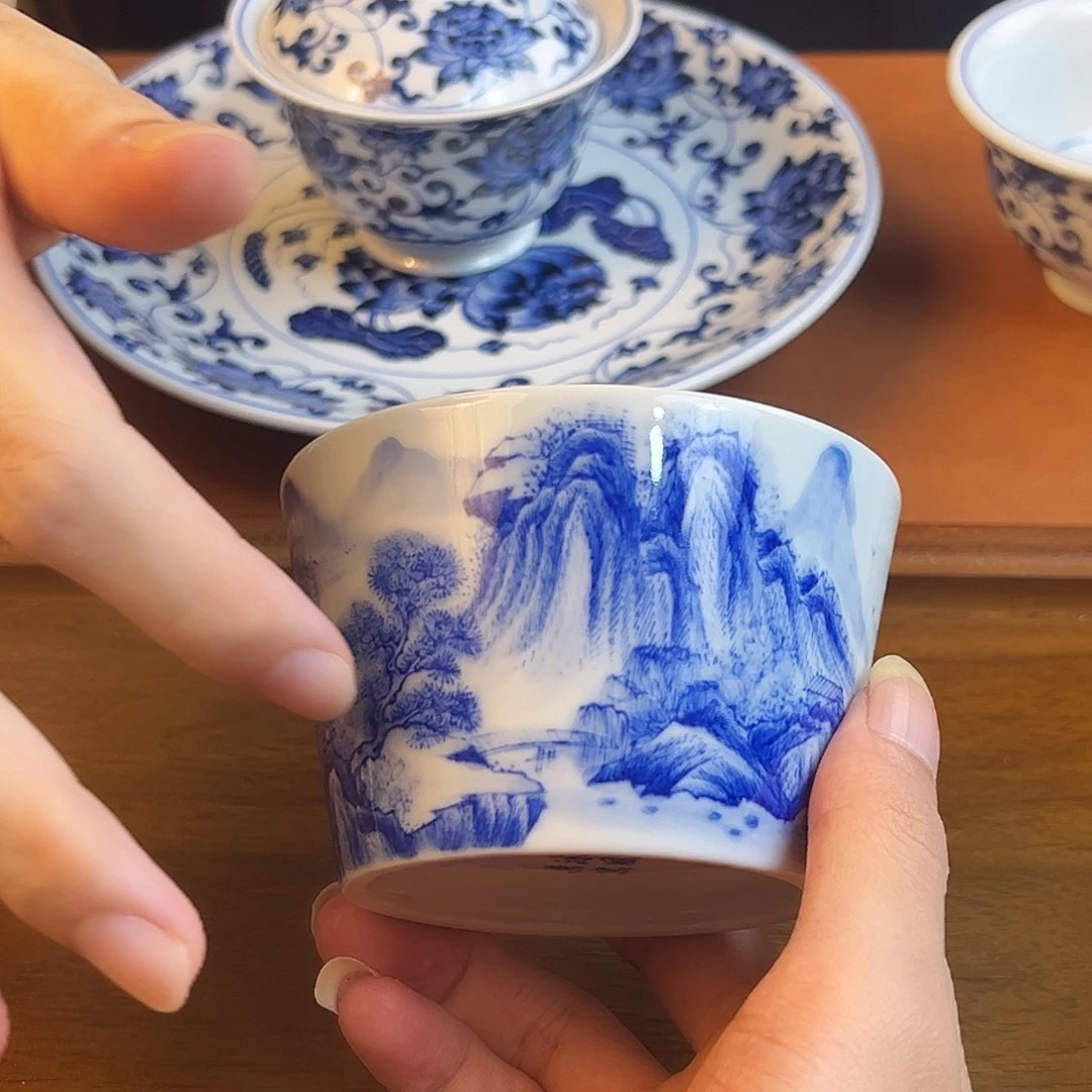 问青坊柴窑山水杯