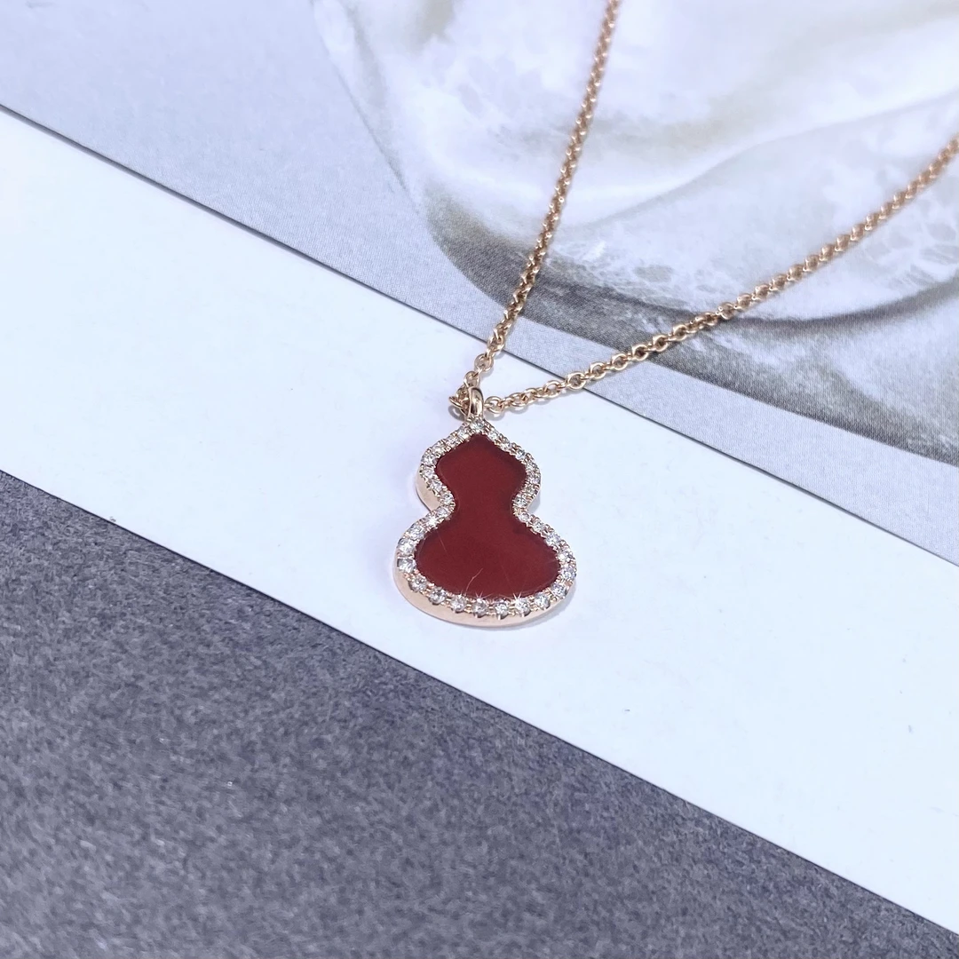 18K金【天然钻石】小号红葫芦套链（2024新款）玫瑰金红玛瑙au750