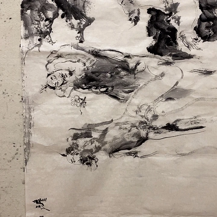 是***我国画水墨丹青画卷作品