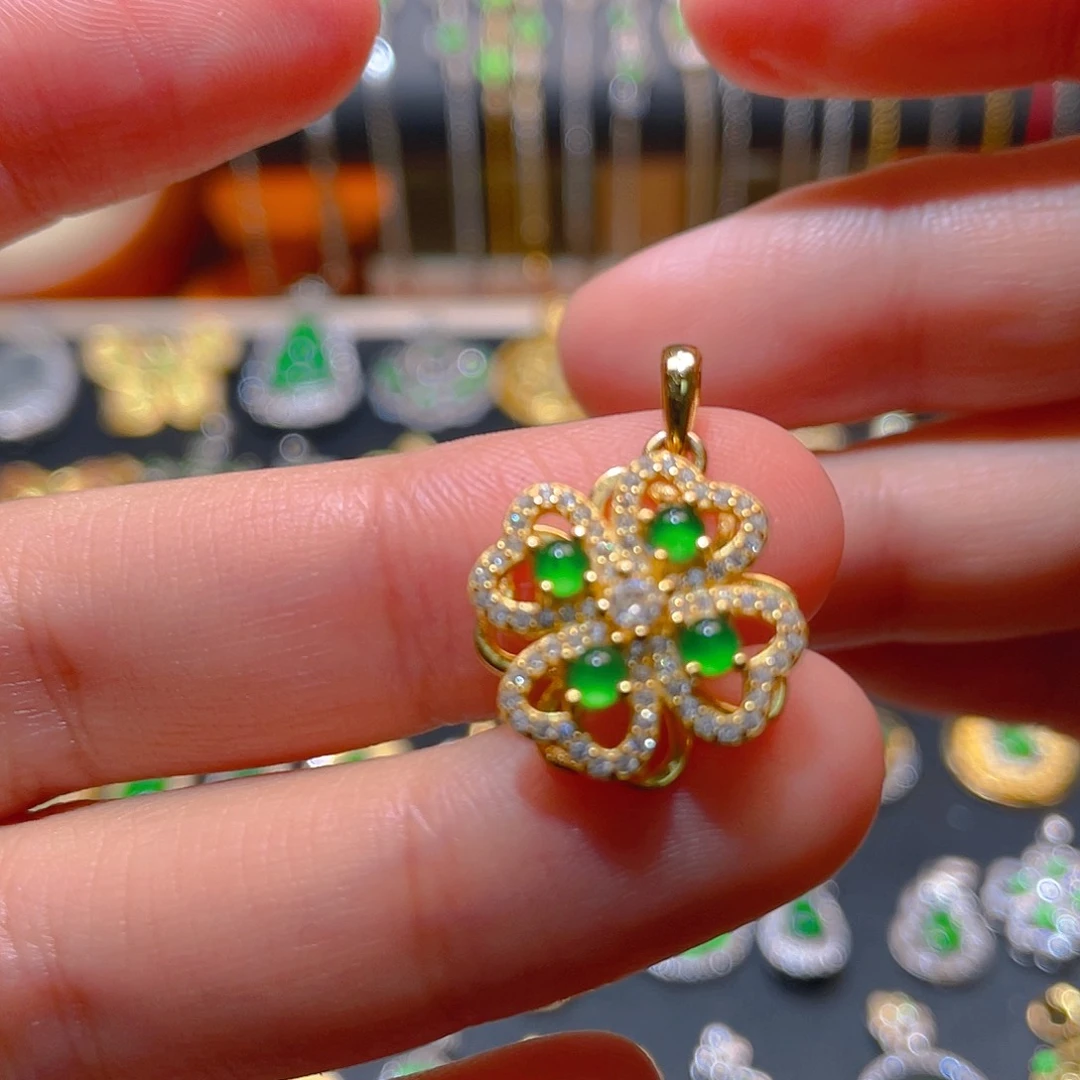 翡翠银S925镶嵌吊坠(不含链)