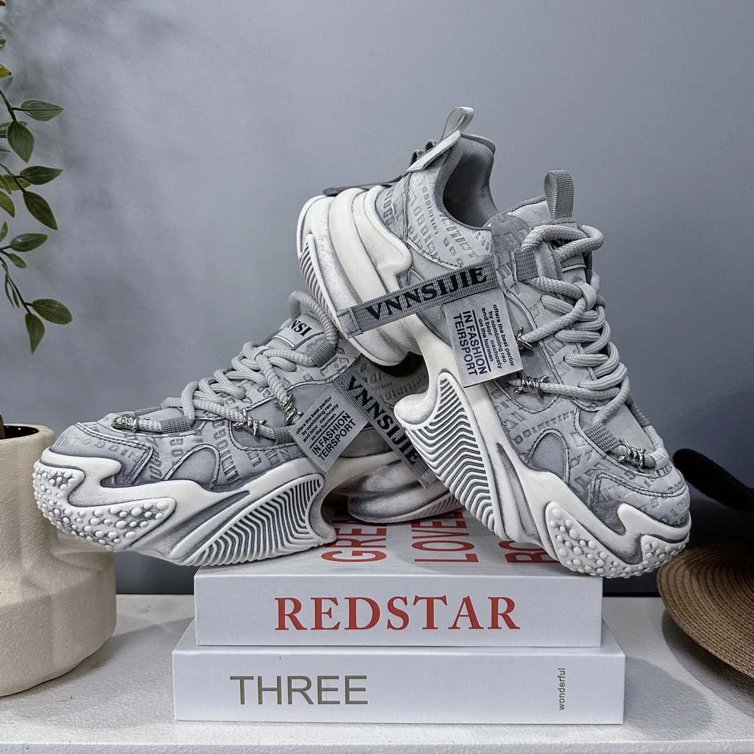 范西捷秋季新款潮牌厚底老爹鞋小众设计时尚增高透气休闲鞋子潮流