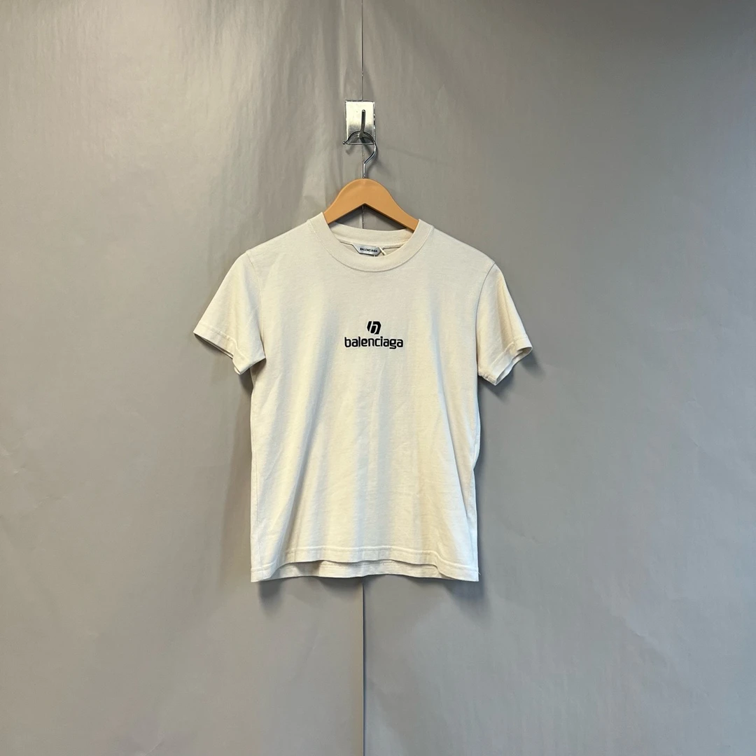 99新 Balenciaga/巴黎世家 白色足球刺绣短袖 s码#5556