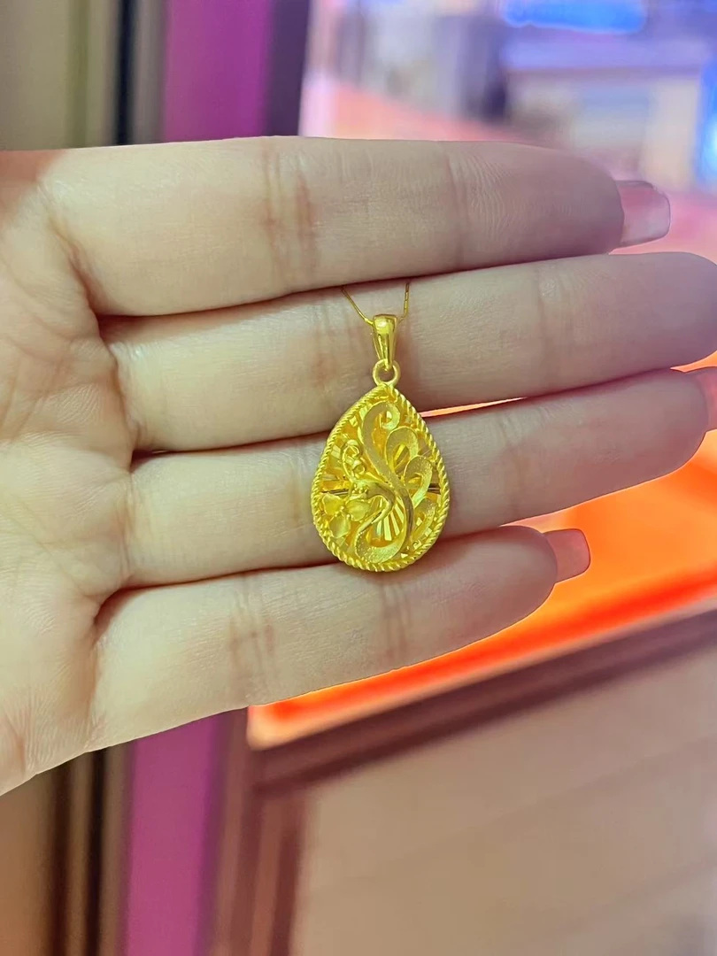 足金凤凰水滴吊坠