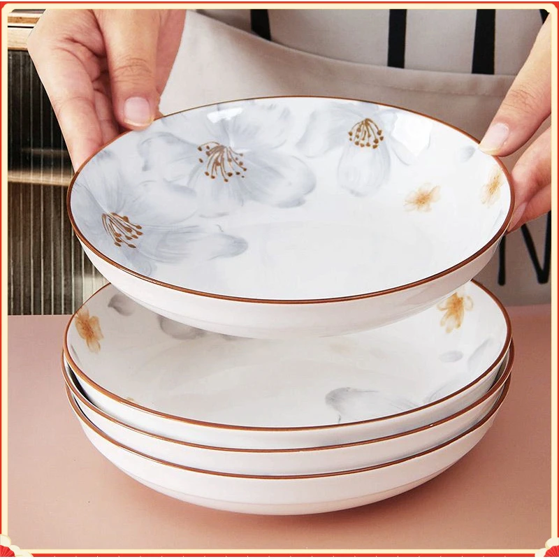 2025新款陶瓷盘子菜盘家用炒菜碟子高级感圆盘加深凉菜早餐H