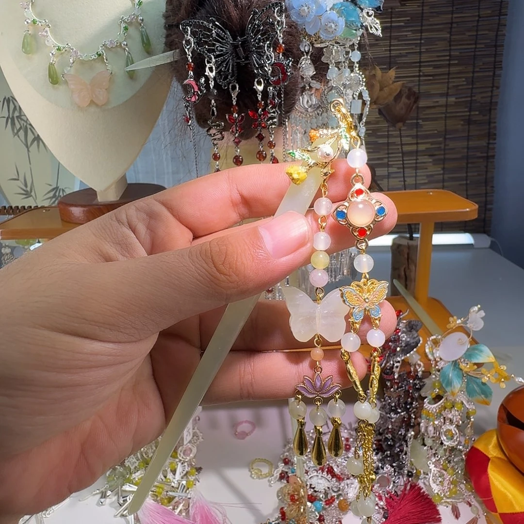 蛇纹石玉合金发饰