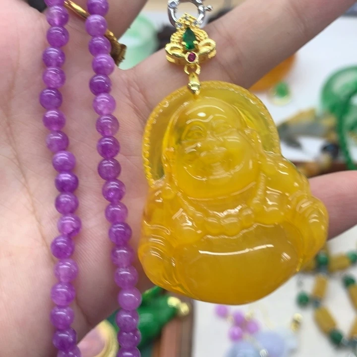合金颈饰玛瑙/玉髓吊坠