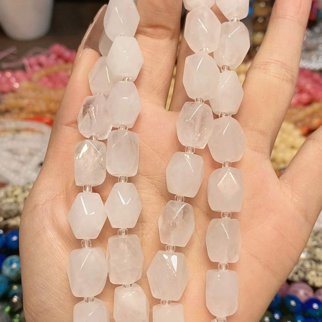玛瑙/玉髓散珠天然白水晶八棱一条
